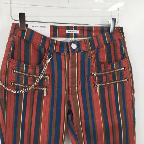 WeWoreWhat Rocker low rise Jagger stripe jeans zipper chain moto new 26 - Picture 3 of 6